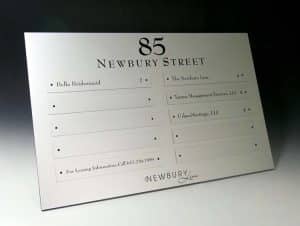85 Newbury Street Directory Sign