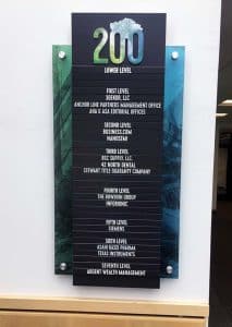 200 Lower Level Directory Sign