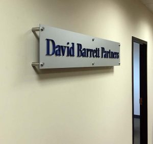 David Barrett Partners Reception Sign