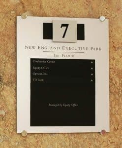 New England Executive Park Directional Sign