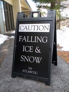 Caution Falling Ice Snow Sign