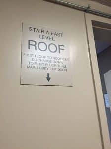 Hotel Roof Stairwell and Exit Sign