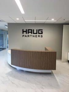 Haug Partners Reception Sign
