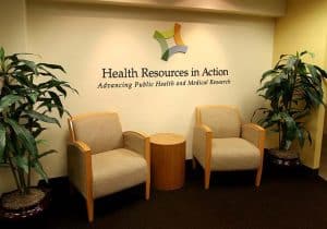 Health Resources in Action Reception Sign