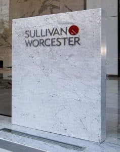 Sullivan and Worcester Monument Sign