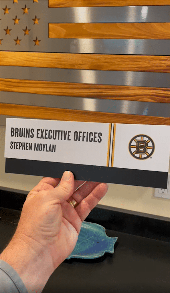 Room ID sign for the Boston Bruins and TD Garden