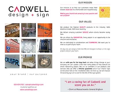 Cadwell Design + Sign rochure