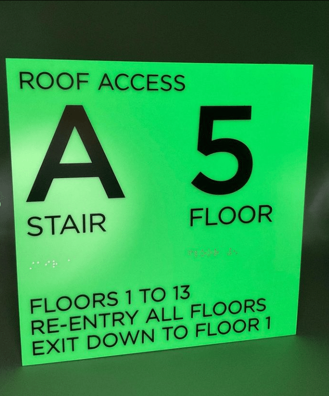 LED stair sign for Roof Access